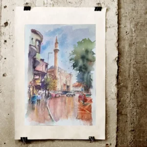 Bursa Şahadet Camii Suluboya Tablo - Aynur Akalın Sanat Çalışması